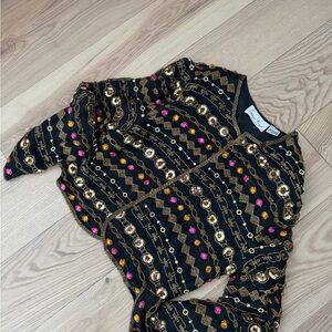 Vintage Black and Gold Patterned Dress